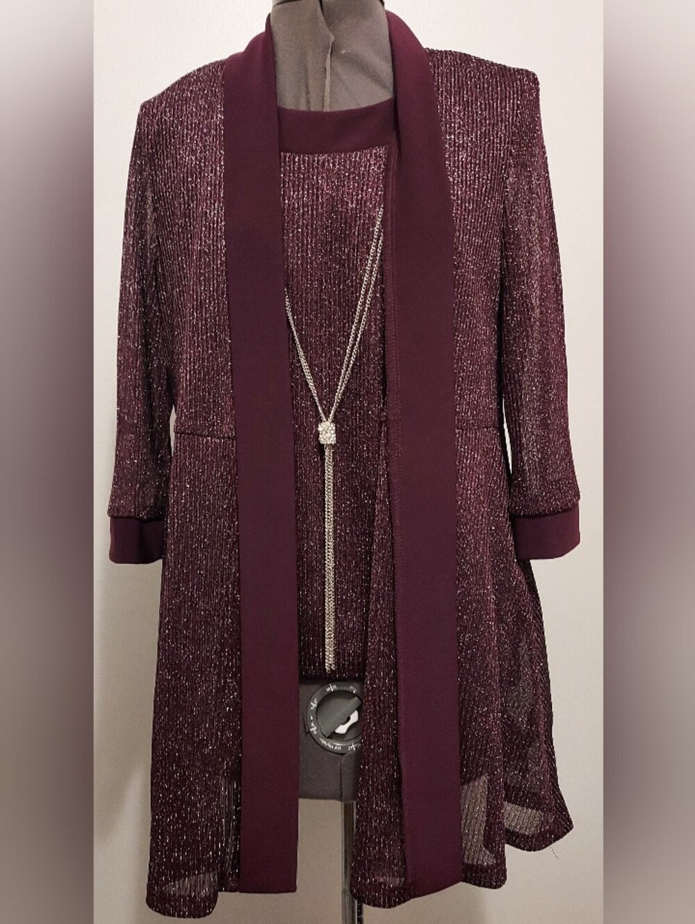 R&M Richards Two-Piece Sleeveless Top & Metallic Detailed Jacket Set Size 10P
